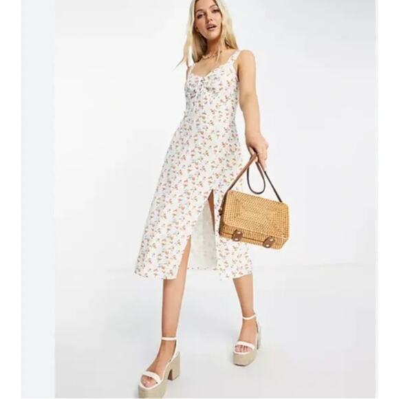 cinch front midi dress Beige Linen Front Cinch Midi Dress PinkBlush